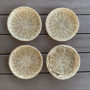 Round Flat Boho Wicker Baskets